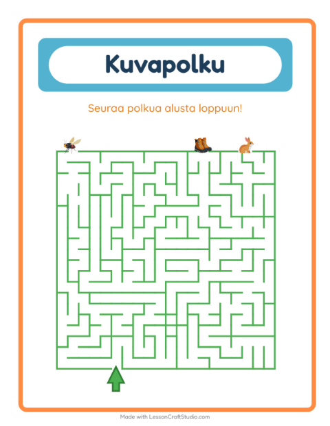 Esikatselu: Kuvapolku-tehtäväarkki, aiheena Leirielämä, Esiopetus
