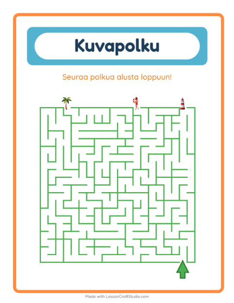 Esikatselu: Kuvapolku-tehtäväarkki, aiheena Ranta, Esiopetus