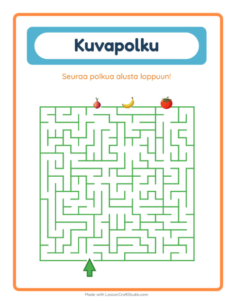 Esikatselu: Kuvapolku-tehtäväarkki, aiheena Ruokakaupassa, Esiopetus