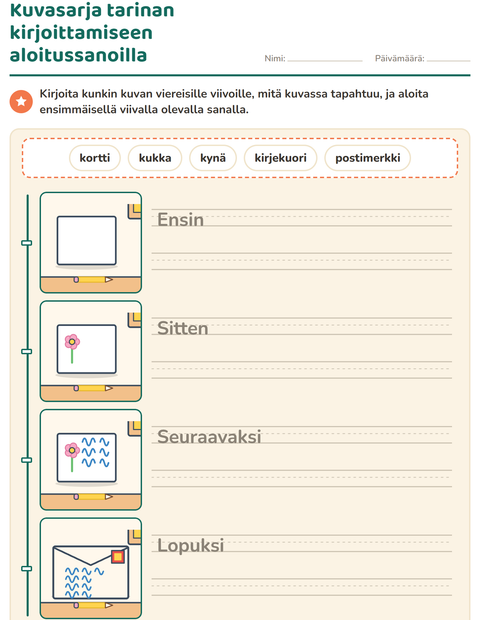 Esikatselu: Kuvasarjat-tehtäväarkki, 2. luokka
