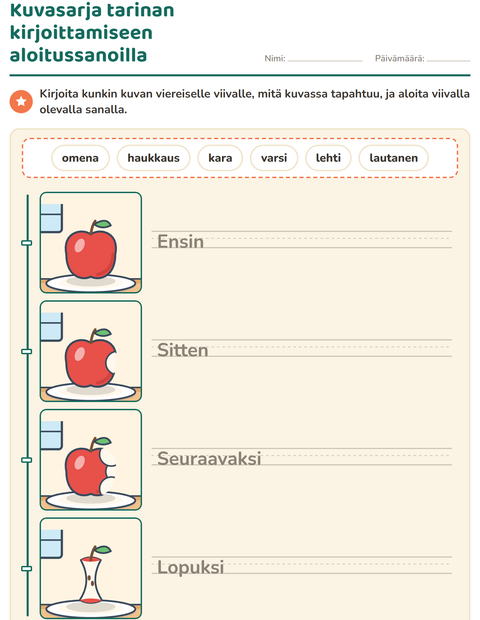 Esikatselu: Kuvasarjat-tehtäväarkki, 2. luokka