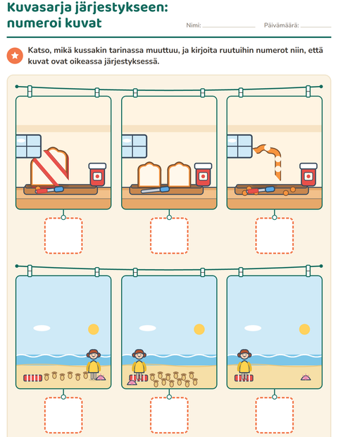 Esikatselu: Kuvasarjat-tehtäväarkki, Esiopetus