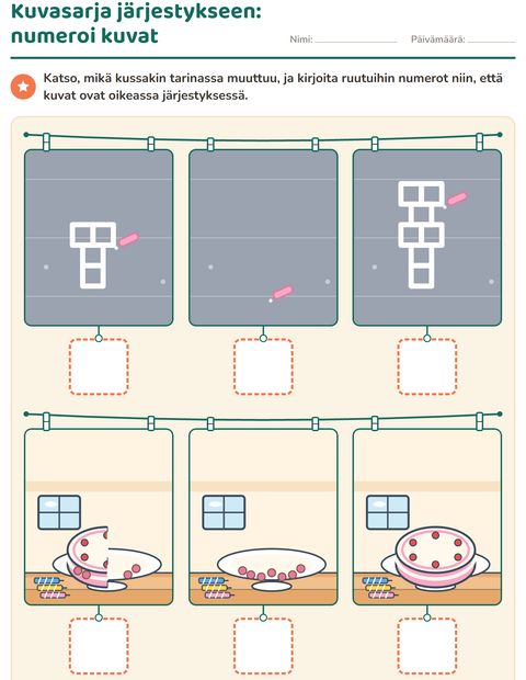 Esikatselu: Kuvasarjat-tehtäväarkki, Esiopetus