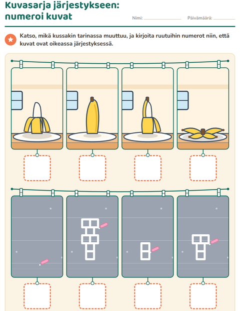 Kuvasarja järjestykseen: numeroi kuvat