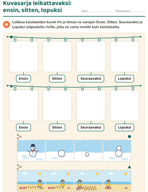 Esikatselu: Kuvasarjat-tehtäväarkki, Esiopetus