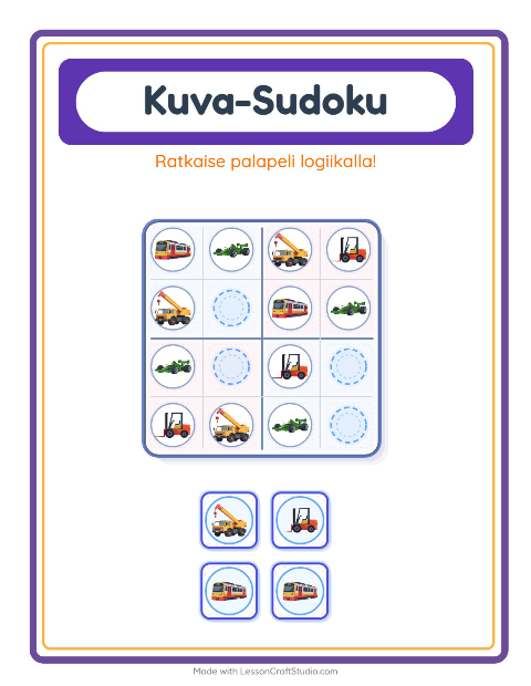 Kuvasudoku (helppo) – Ajoneuvot