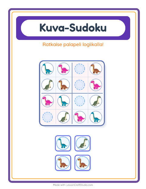 Kuvasudoku (helppo) – Dinosaurukset