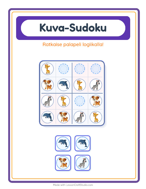 Kuvasudoku (helppo) – Eläimet