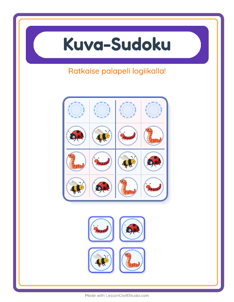 Kuvasudoku (helppo) – Hyönteiset ja ötökät