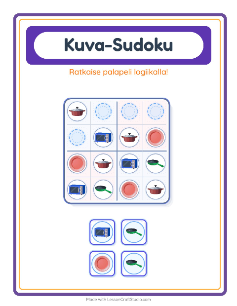 Kuvasudoku (helppo) – Keittiövälineet