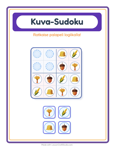 Kuvasudoku (helppo) – Kiitospäivä