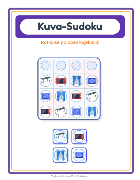 Kuvasudoku (helppo) – Kodin ympärillä