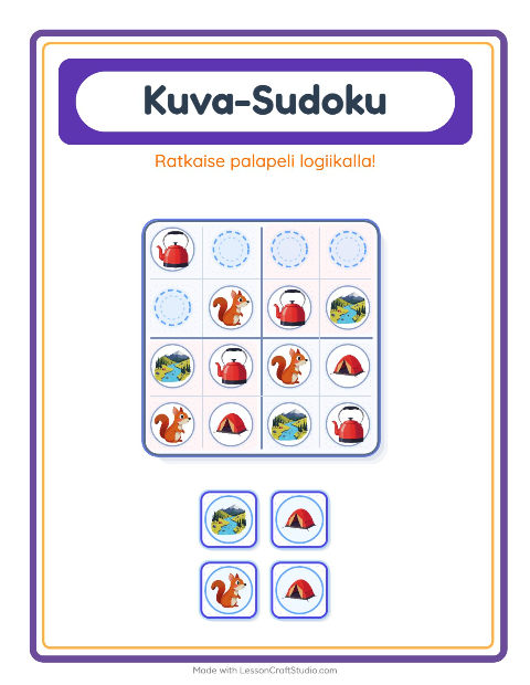 Kuvasudoku (helppo) – Leirielämä