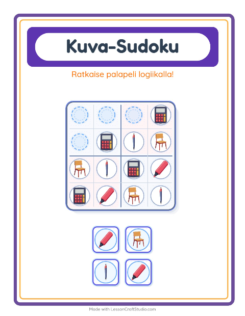 Kuvasudoku (helppo) – Luokkahuone