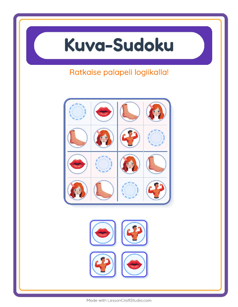 Kuvasudoku (helppo) – Ruumiinosat