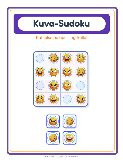 Kuvasudoku (helppo) – Tunteet