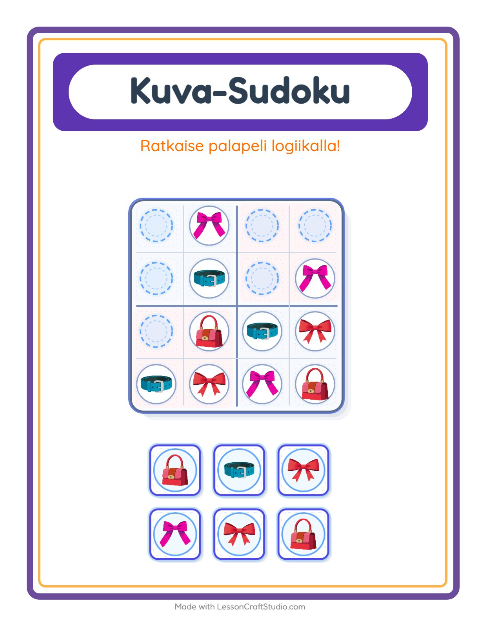 Kuvasudoku (keskivaikea) – Asusteet