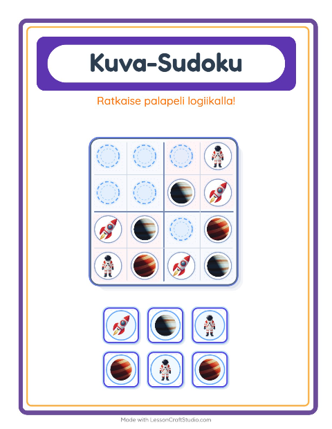Kuvasudoku (keskivaikea) – Avaruus