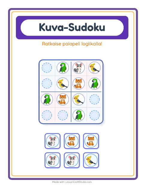 Kuvasudoku (keskivaikea) – Lemmikit