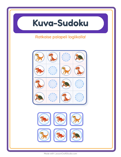 Kuvasudoku (keskivaikea) – Matelijat ja sammakkoeläimet