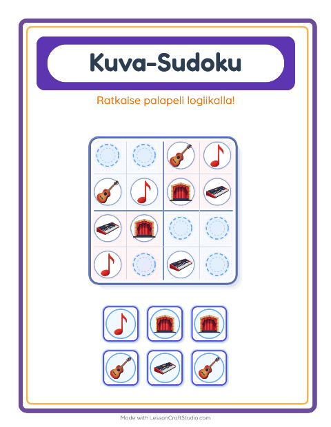 Kuvasudoku (keskivaikea) – Musiikki