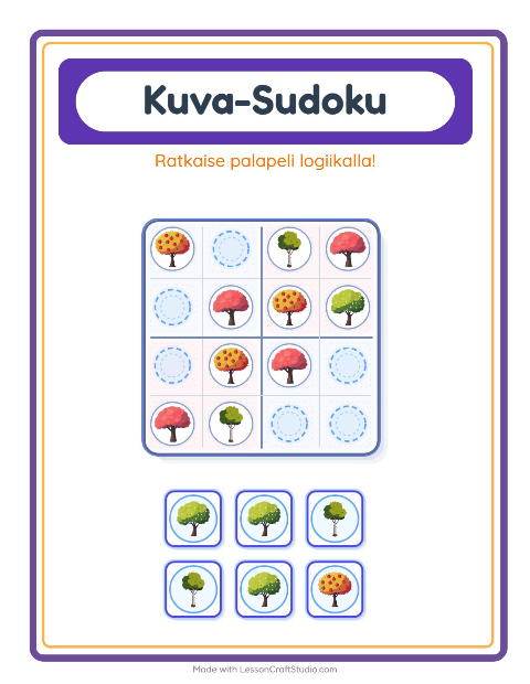 Kuvasudoku (keskivaikea) – Puut