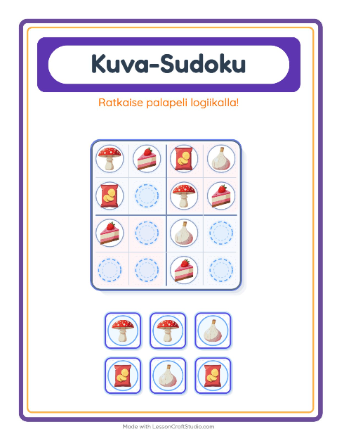 Kuvasudoku (keskivaikea) – Ruokakaupassa