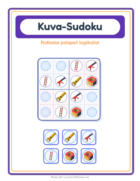 Kuvasudoku (keskivaikea) – Työkalut