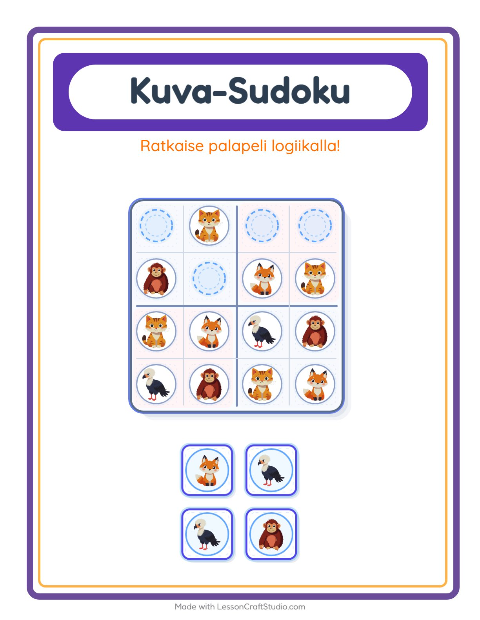 Esikatselu: Kuvasudoku-tehtäväarkki, Esiopetus