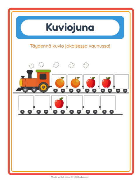 Esikatselu: AABB-kuvio: Hedelmät – esikouluikäisille