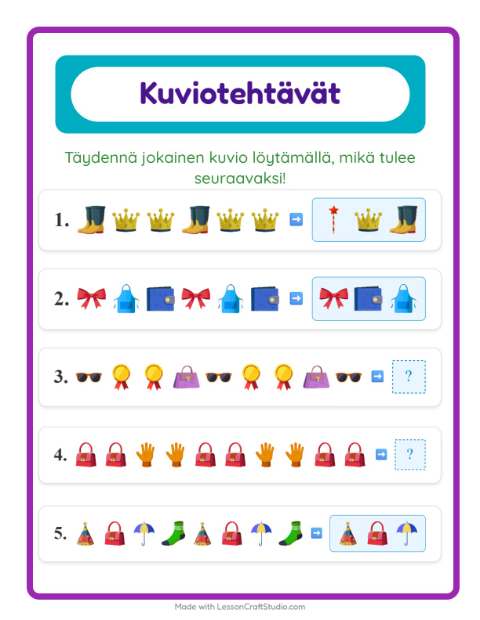 Kuviotehtävä – Asusteet