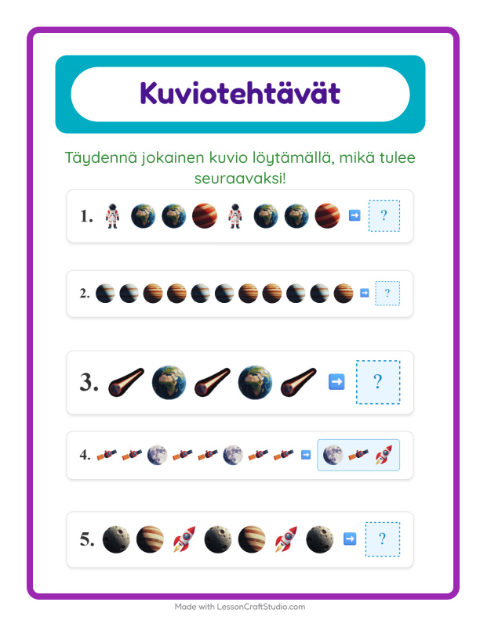 Kuviotehtävä – Avaruus