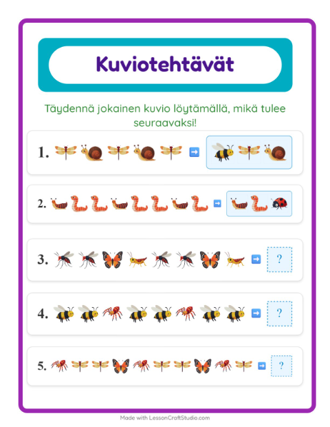 Kuviotehtävä – Hyönteiset ja ötökät