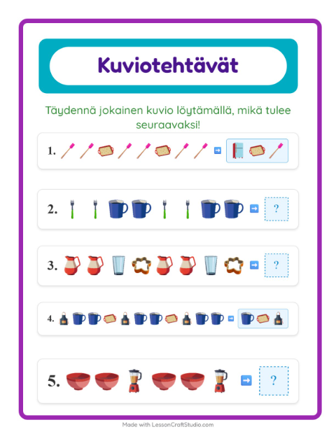 Kuviotehtävä – Keittiövälineet