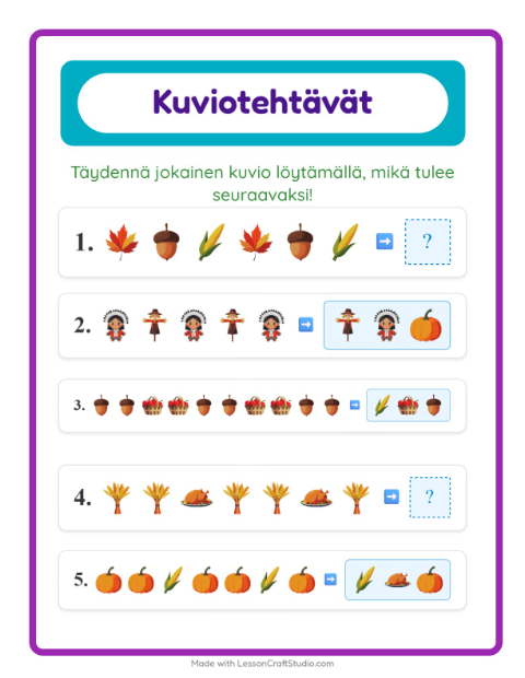 Kuviotehtävä – Kiitospäivä