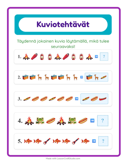 Kuviotehtävä – Leirielämä