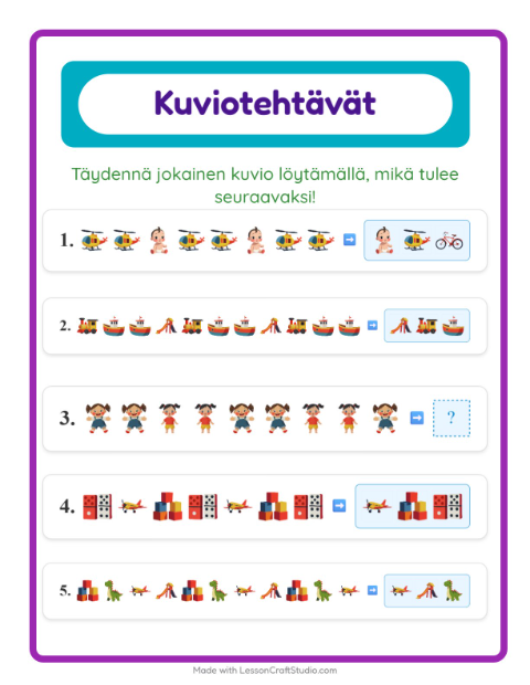 Kuviotehtävä – Lelut