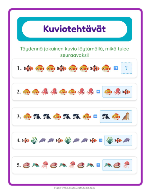 Kuviotehtävä – Merielämä