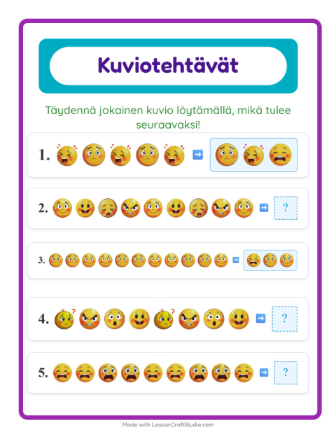 Kuviotehtävä – Tunteet