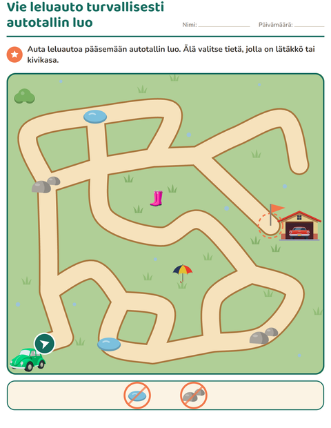 Esikatselu: Labyrinttitehtävät-tehtäväarkki, 1. luokka
