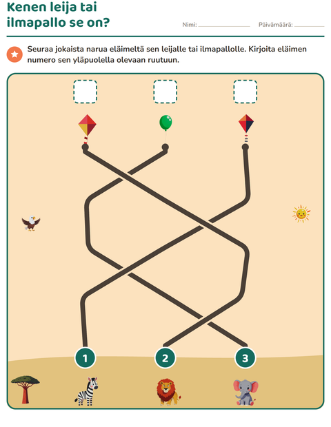 Esikatselu: Labyrinttitehtävät-tehtäväarkki, 1. luokka