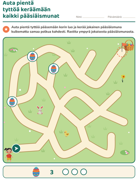 Esikatselu: Labyrinttitehtävät-tehtäväarkki, 1. luokka