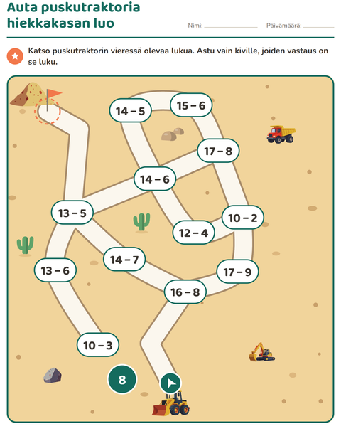Esikatselu: Labyrinttitehtävät-tehtäväarkki, 1. luokka