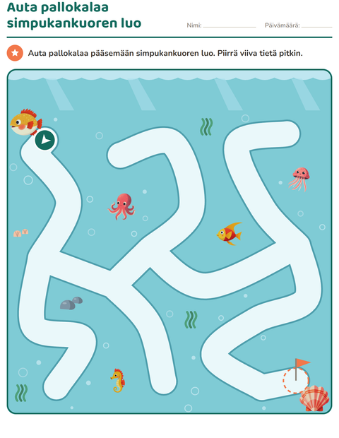 Esikatselu: Labyrinttitehtävät-tehtäväarkki, Esiopetus