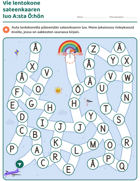 Esikatselu: Labyrinttitehtävät-tehtäväarkki, Esiopetus
