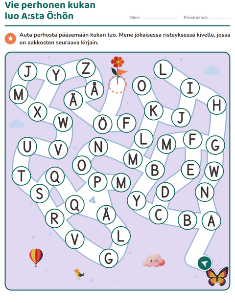 Esikatselu: Labyrinttitehtävät-tehtäväarkki, Esiopetus