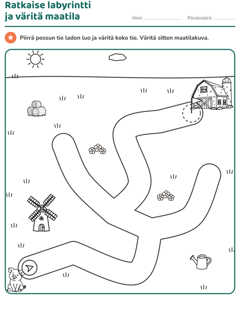 Esikatselu: Labyrinttitehtävät-tehtäväarkki, Esiopetus