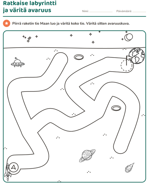 Esikatselu: Labyrinttitehtävät-tehtäväarkki, Esiopetus