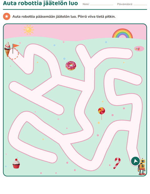 Esikatselu: Labyrinttitehtävät-tehtäväarkki, Esiopetus