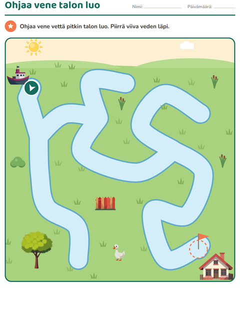 Esikatselu: Labyrinttitehtävät-tehtäväarkki, Esiopetus